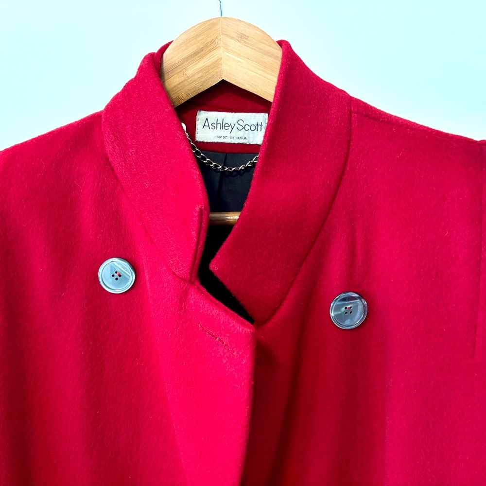 Vintage Red Full-Length Pure Wool Coat